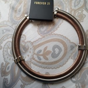 Zara Metallic Coil Necklace - Silver and Bronze